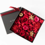 プリザーブドフラワーボックス スクウェア-ブライトレッド