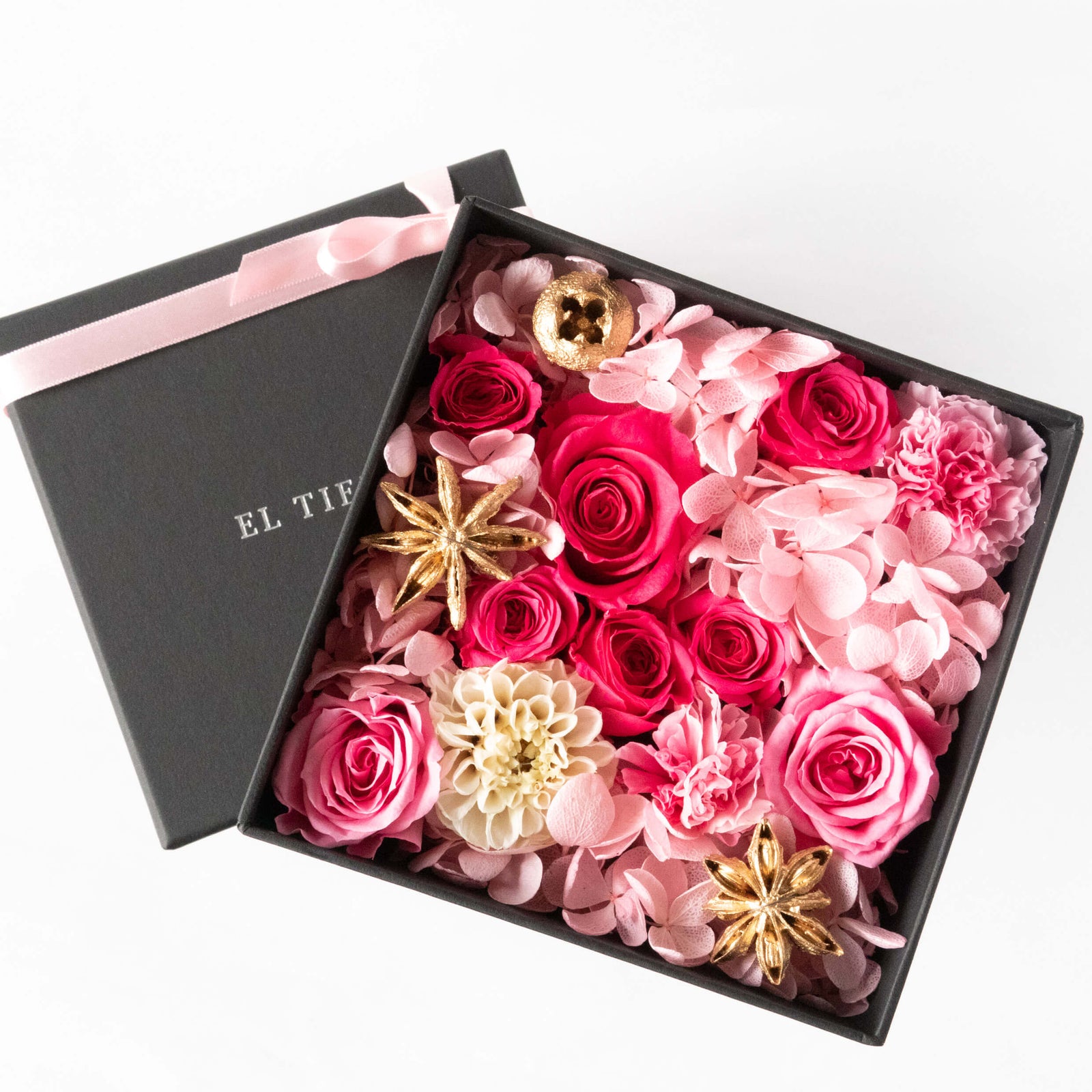 プリザーブドフラワーボックス スクウェア-ロイジーピンク – EL TIEMPO